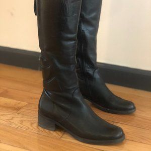 Black Leather Mid Calf Boots - image 1